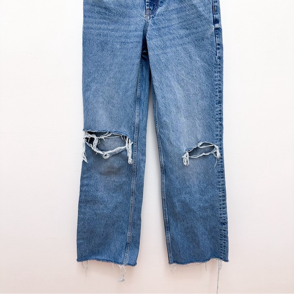 Zara High Waist Wide Leg Distressed Jeans - Picture 4 of 9